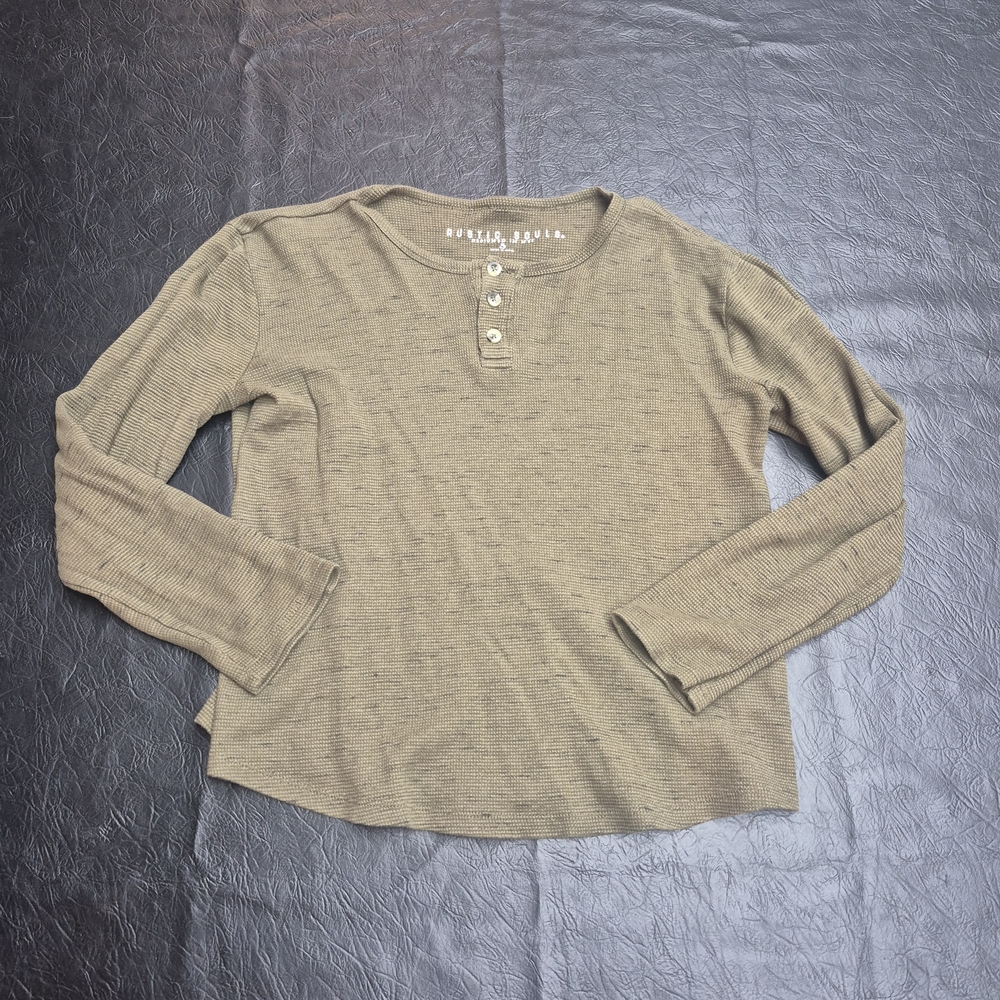 Olive Long Sleeve Henley Top